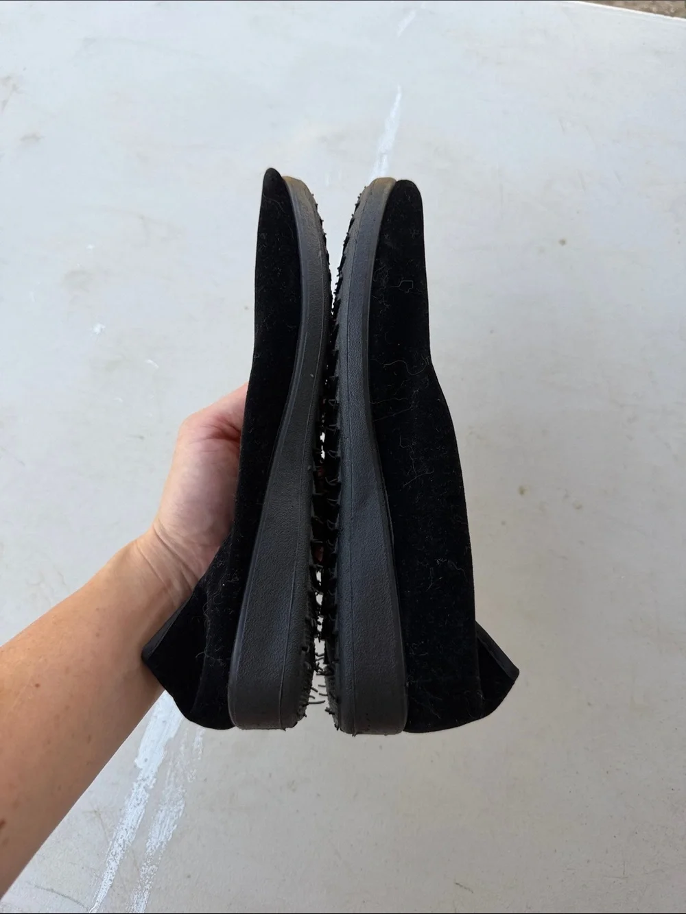 Postor Classic Black Velvet Mary Jane Flats with Ankle Strap